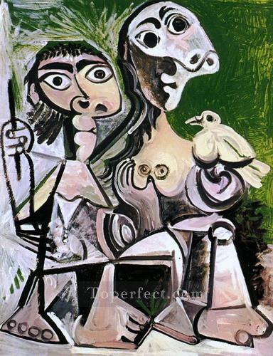 Couple a l oiseau 2 1970 Cubism Oil Paintings